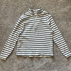 L.L. Bean quarter zip stripe classic top petite small